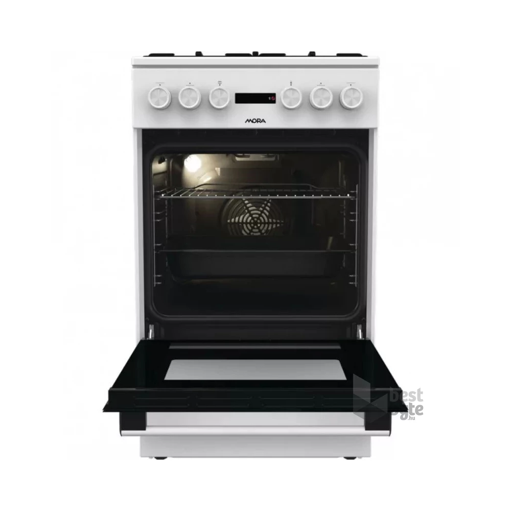 Mora K4255CW fehér, szabadonálló, gáz, kombinált, főzőzóna: 4, sütő:70L, grill, tűzhely
