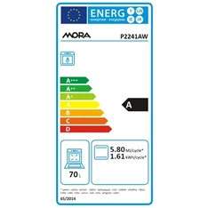 Mora P2241AW fehér, szabadonálló, gáz, főzőzóna: 4, sütő:70L, tűzhely