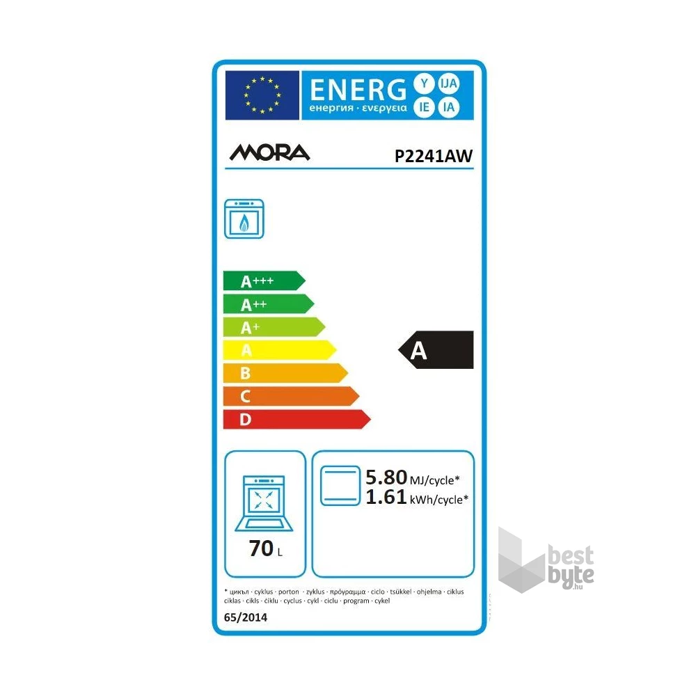 Mora P2241AW fehér, szabadonálló, gáz, főzőzóna: 4, sütő:70L, tűzhely
