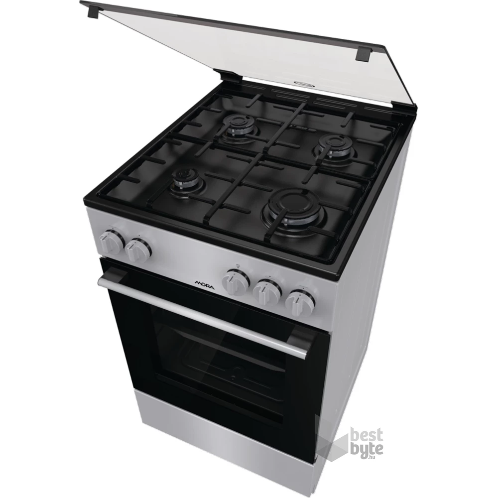 Mora P2252AS inox, szabadonálló, gáz, főzőzóna: 4, sütő:70L, tűzhely