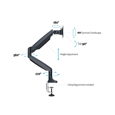 Multibrackets M Deskmount Gas Spring Single 15"-30" fekete asztali konzol