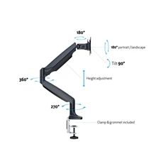 Multibrackets M Deskmount Gas Spring Single 15"-30" fekete asztali konzol