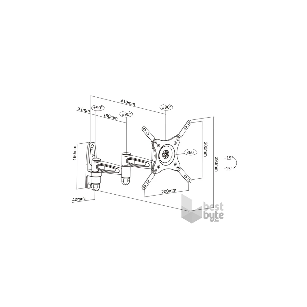 Multibrackets M VESA Flexarm 360 III fekete fali konzol