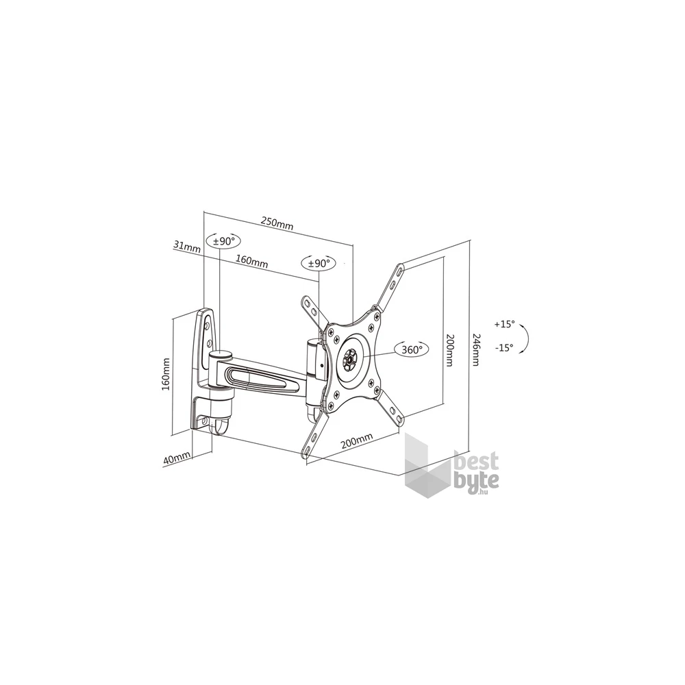 Multibrackets M VESA Flexarm 360 II fehér fali konzol
