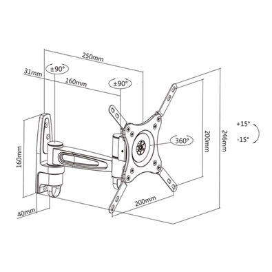 Multibrackets M VESA Flexarm 360 II fehér fali konzol