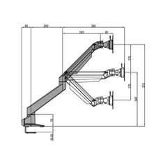 Multibrackets M VESA Gas Lift Arm 15-34" fekete asztali monitor tartó konzol
