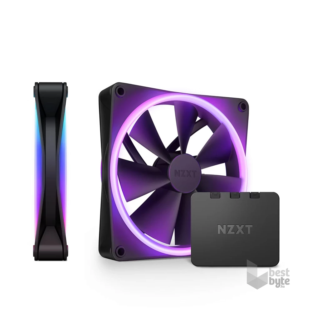 NZXT 2xF140 RGB DUO fekete ventilátor & RGB vezérlő