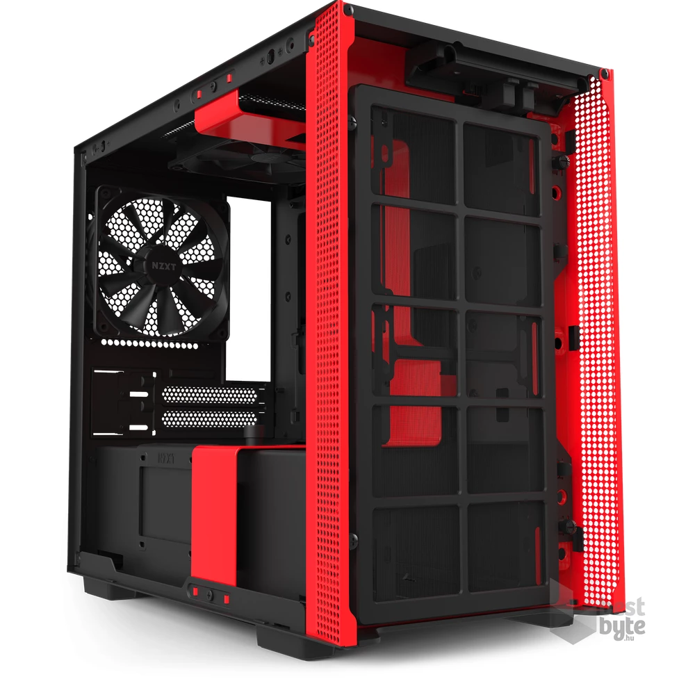 NZXT H210 Fekete-Piros (Táp nélküli) ablakos mini-ITX ház