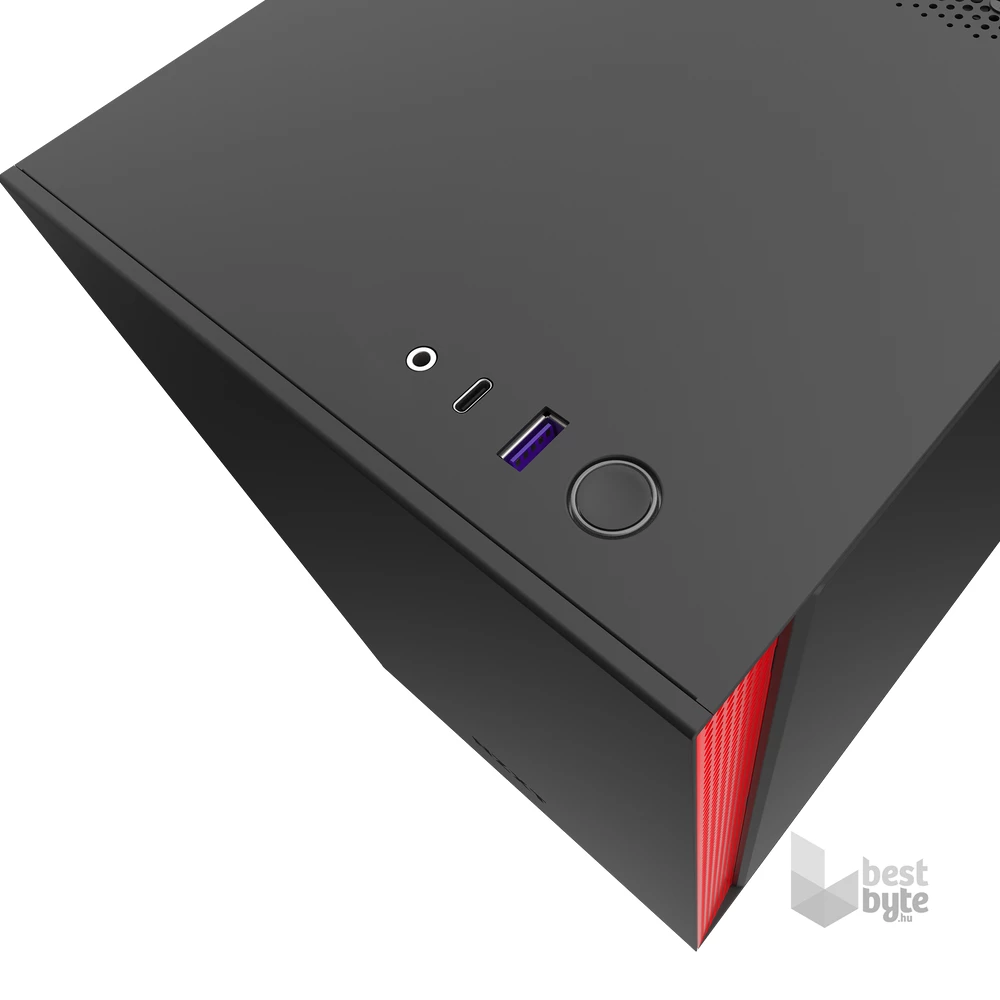 NZXT H210 Fekete-Piros (Táp nélküli) ablakos mini-ITX ház