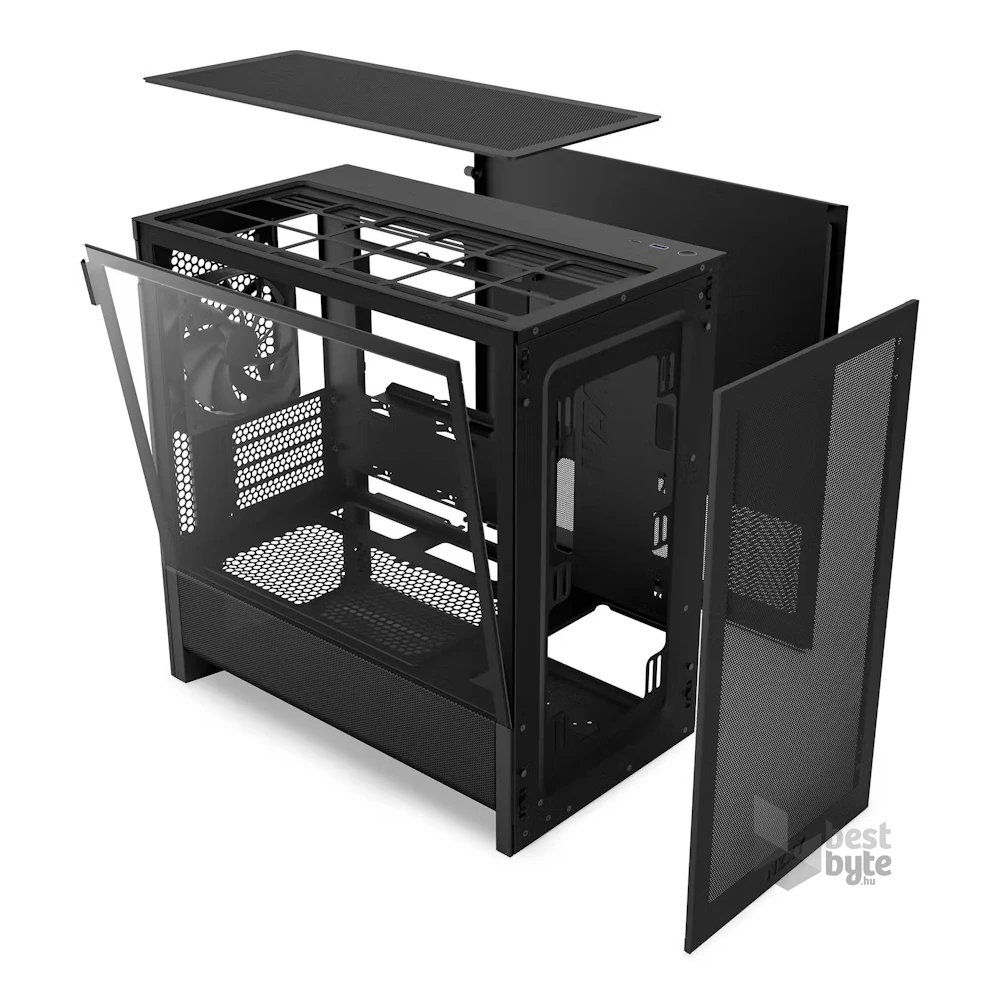 NZXT H3 Flow fekete (táp nélküli) ablakos mATX ház
