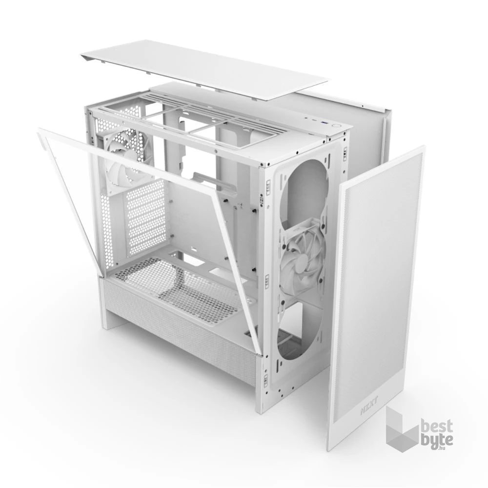 NZXT H5 Flow (2024) fehér (táp nélküli) ablakos mATX ház
