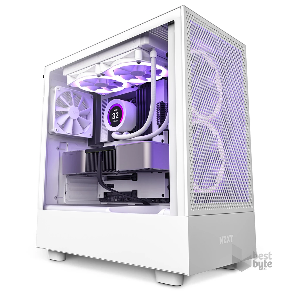 NZXT H5 Flow Fehér (Táp nélküli) ablakos ATX ház