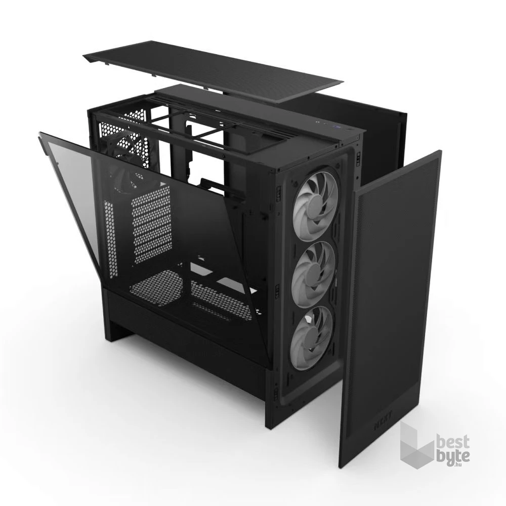 NZXT H5 Flow RGB (2024) fekete RGB (táp nélküli) ablakos mATX ház