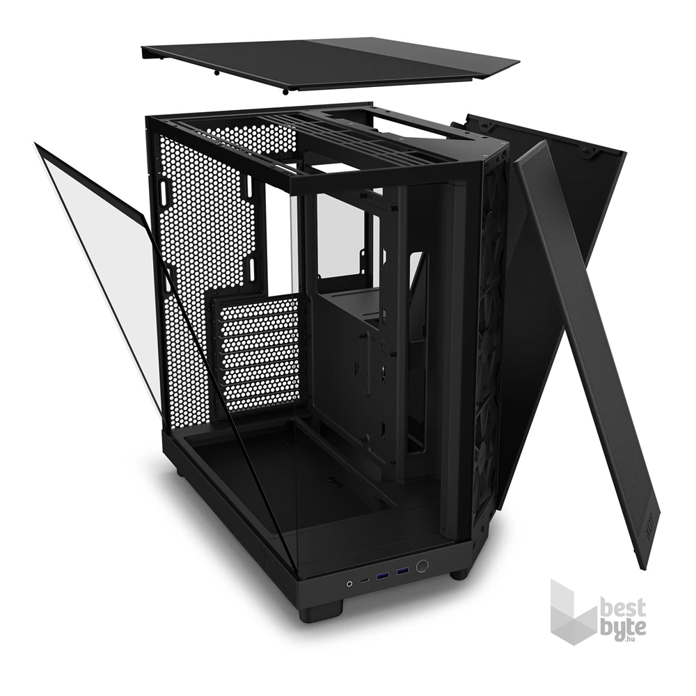 NZXT H6 Flow (2023) fekete (táp nélküli) ablakos ATX ház