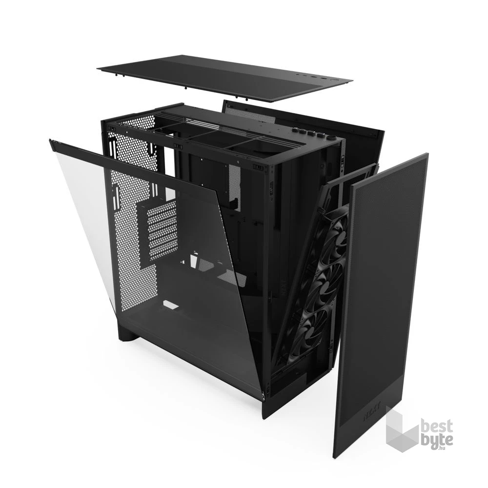 NZXT H7 Flow 2024 Fekete (Táp nélküli) ablakos ATX ház
