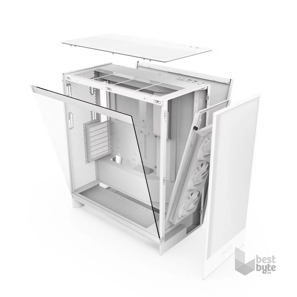NZXT H7 Flow 2024 RGB Fehér (Táp nélküli) ablakos ATX ház