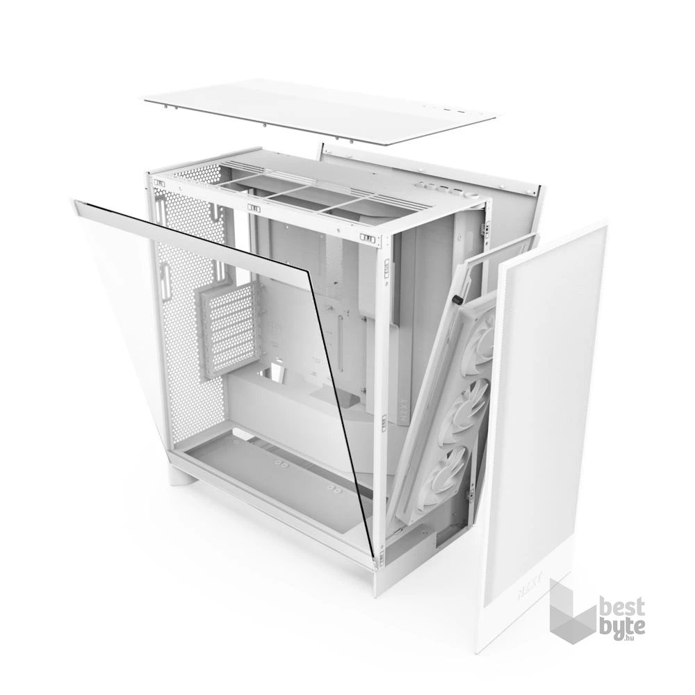 NZXT H7 Flow 2024 RGB Fehér (Táp nélküli) ablakos ATX ház