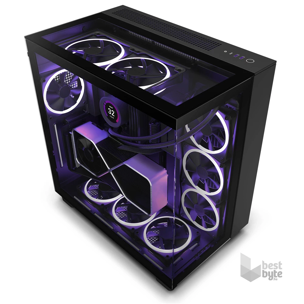NZXT H9 Elite Fekete (Táp nélküli) ablakos ATX ház