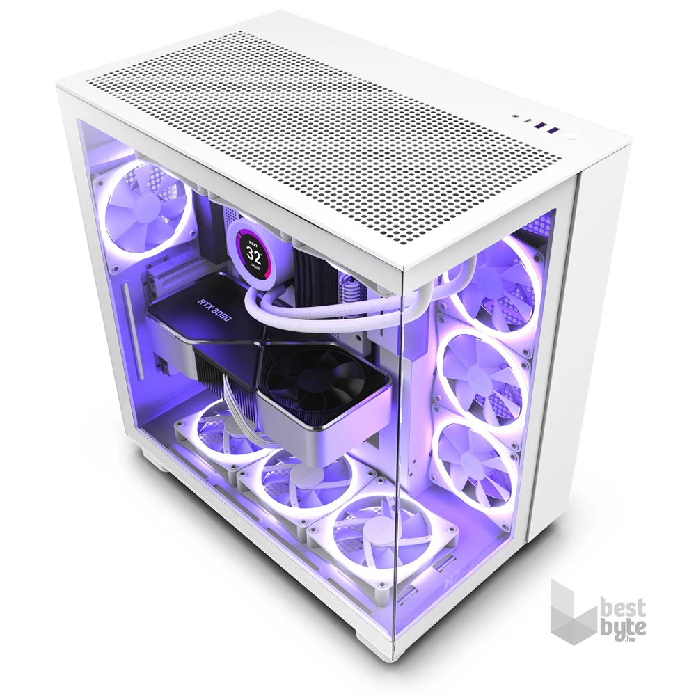 NZXT H9 Flow Fehér (Táp nélküli) ablakos ATX ház