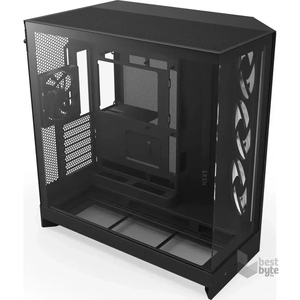 NZXT H9 Flow RGB 2025 fekete (táp nélküli) ablakos ATX ház