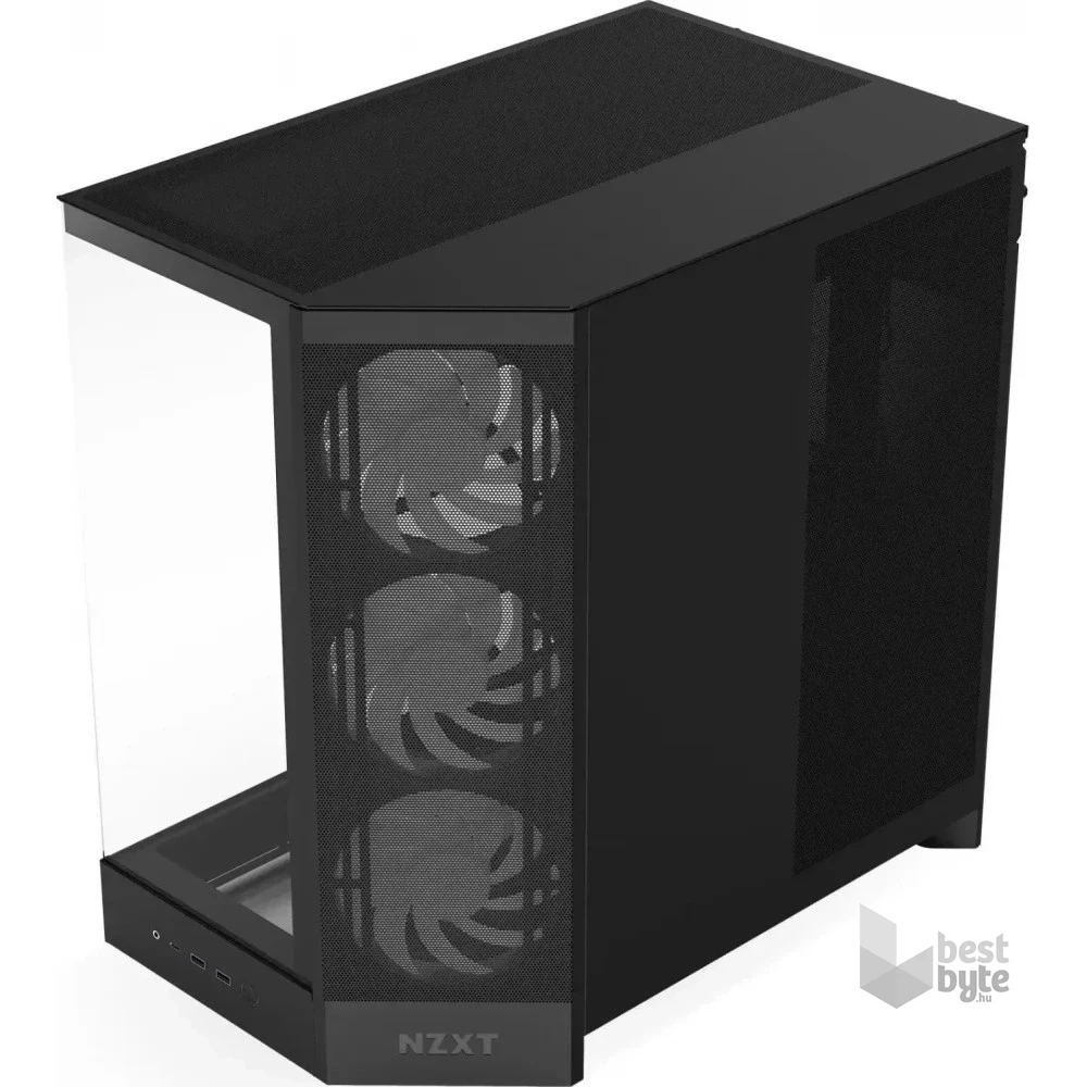 NZXT H9 Flow RGB 2025 fekete (táp nélküli) ablakos ATX ház