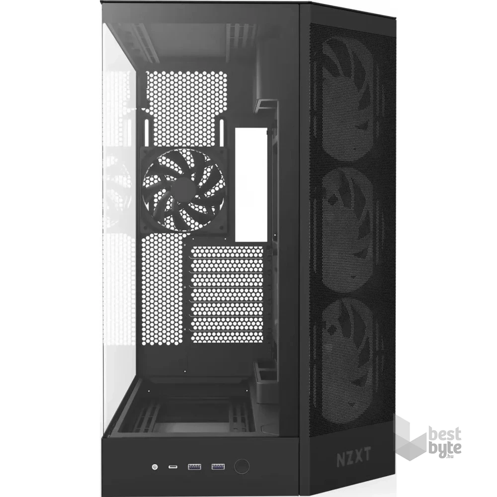 NZXT H9 Flow RGB 2025 fekete (táp nélküli) ablakos ATX ház