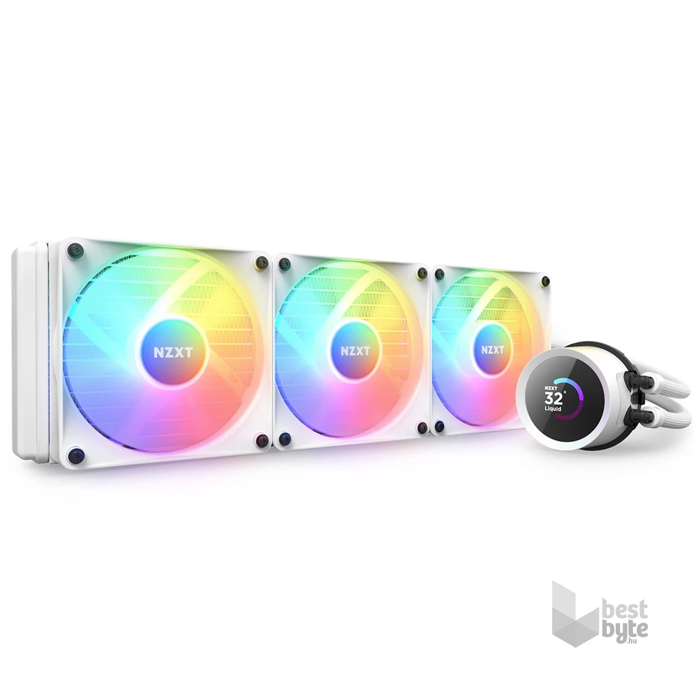 NZXT Kraken 360mm  AIO RGB LCD Liquid Cooler fehér hűtő