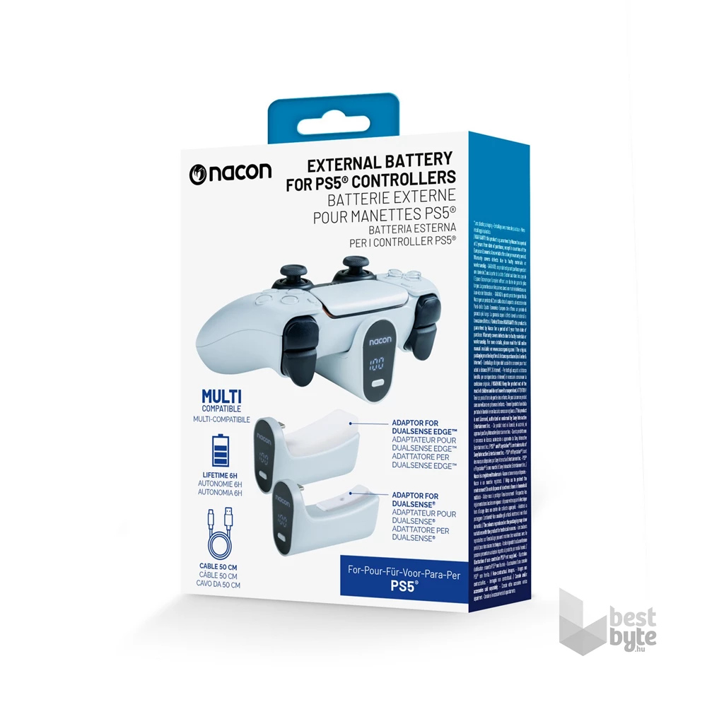 Nacon 2809405 PS5 Sony DualSense/DS Edge kontrollerhez fehér akkumulátor