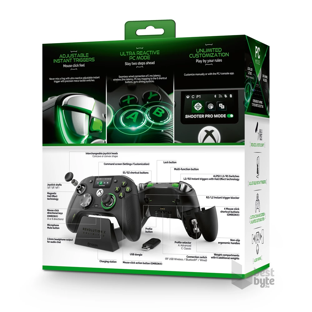 Nacon 2809576 Revolution X Unlimited Xbox One/Xbox Series vezeték nélküli fekete kontroller