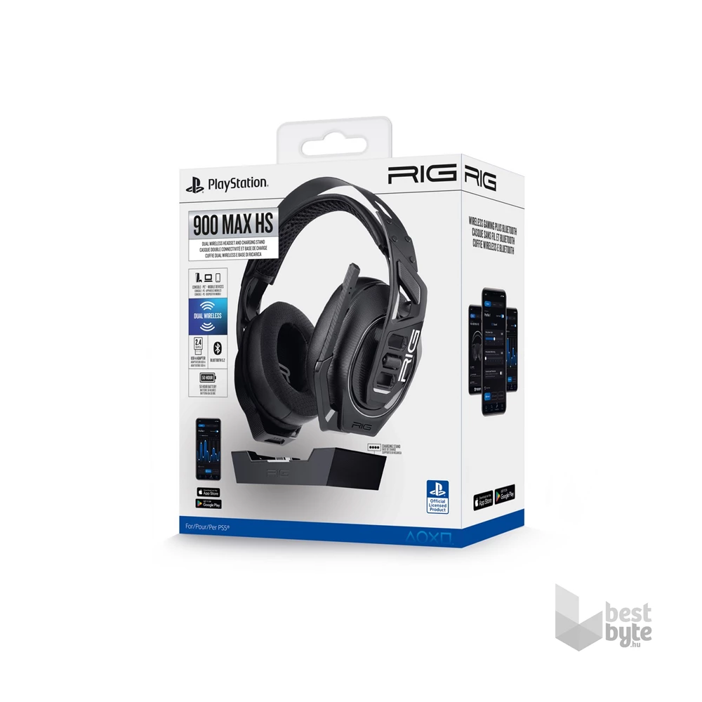 Nacon 2809610 RIG 900 MAX HS PS5 fekete gamer headset