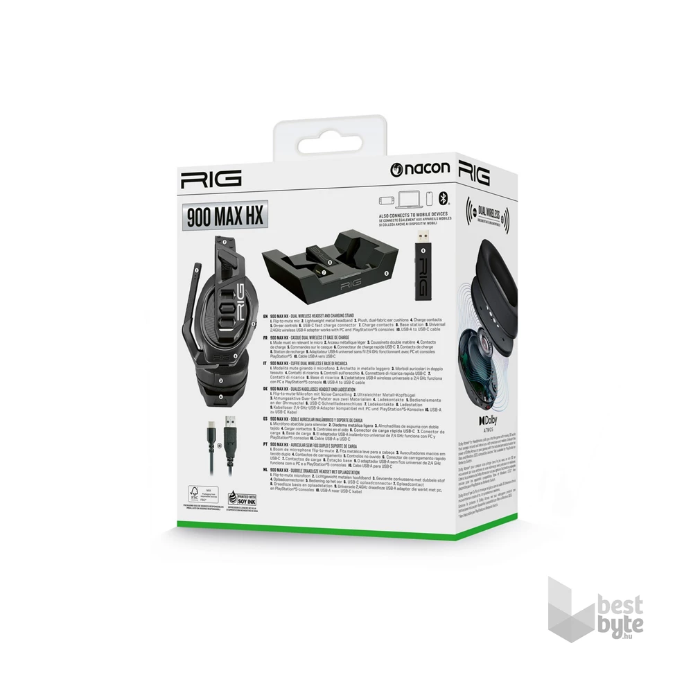 Nacon 2809611 RIG 900 MAX HS XBOX fekete gamer headset