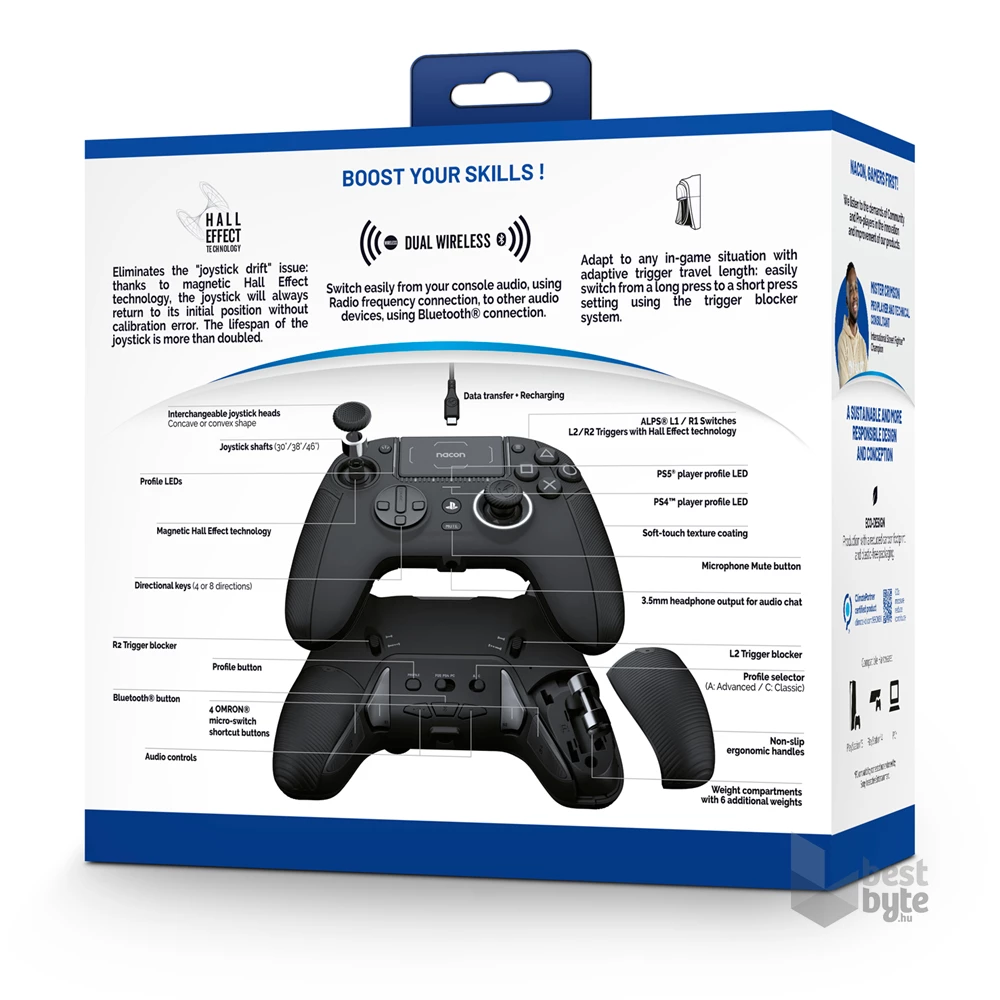 Nacon 2808848 Revolution 5 Pro PC/PS4/PS5 vezetékes és vezeték nélküli fekete kontroller