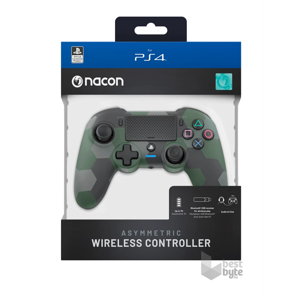 Nacon aszimmetrikus PS4 vezeték nélküli zöld terepmintás kontroller