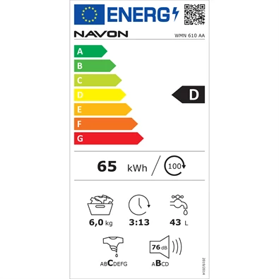 Navon WMN 610 AA fehér, elöltöltős, max.1000ford., 6 kg, mosógép