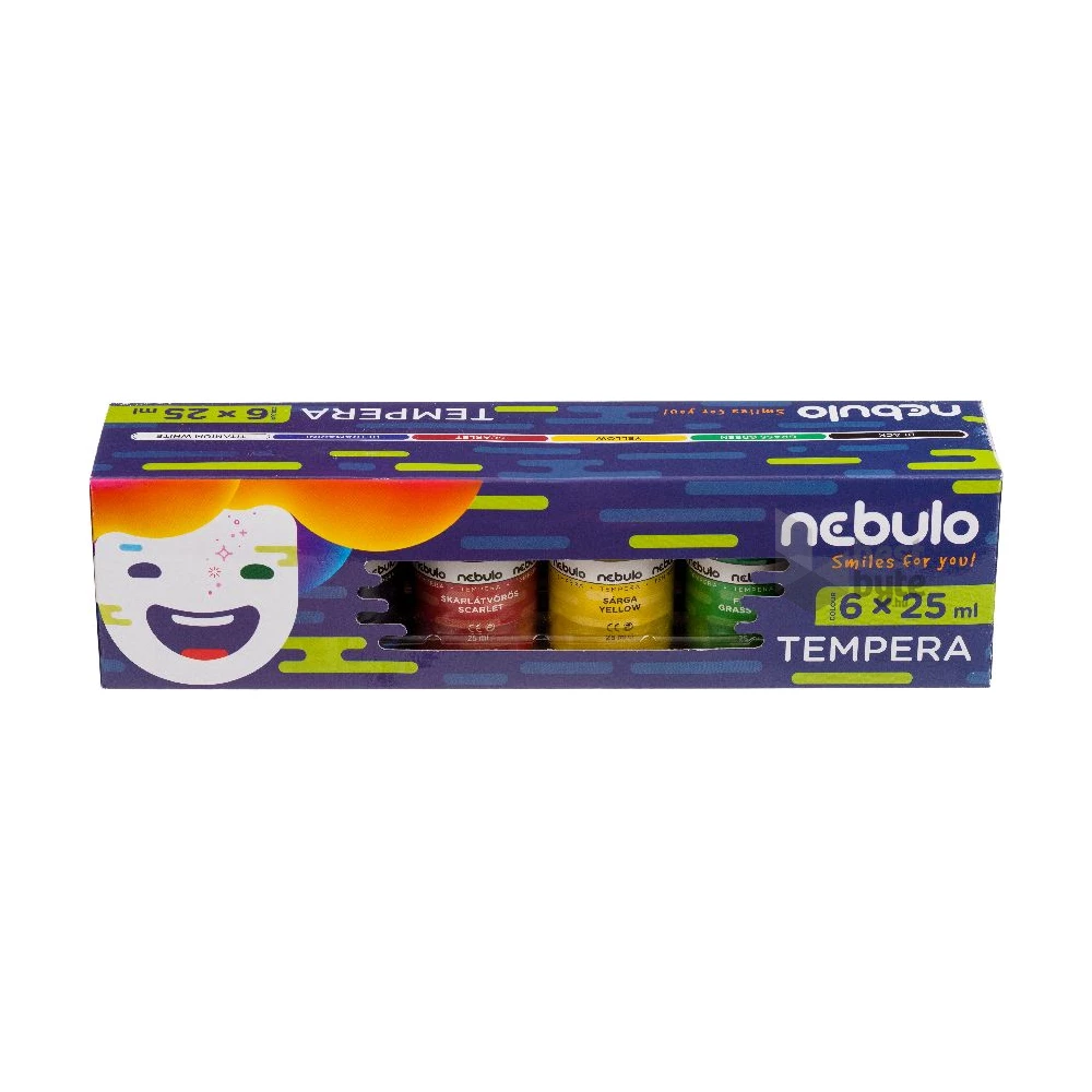 Nebulo 25ml-es 6 színű tégelyes tempera készlet