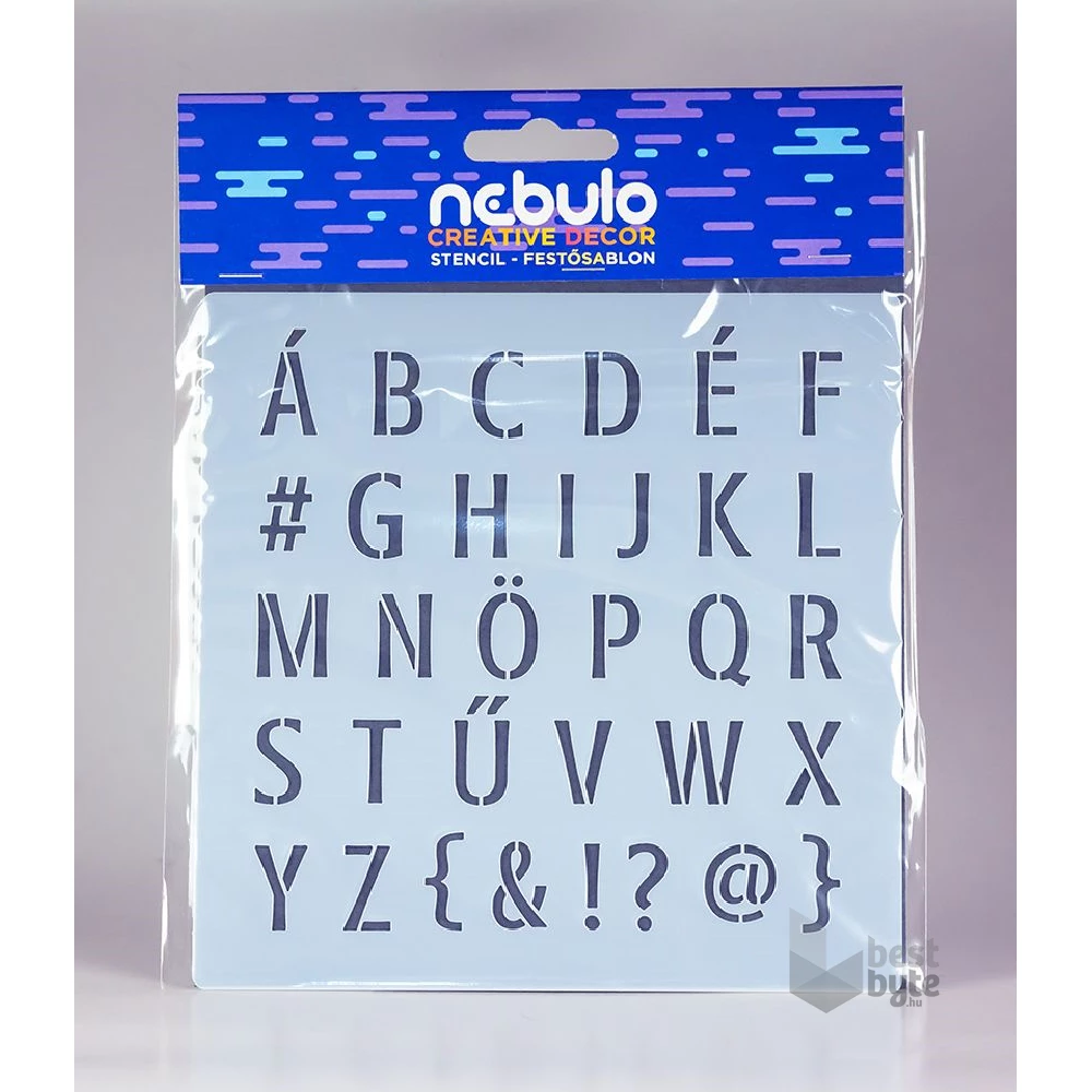 Nebulo Creative Dekor Betűk 14,5x14,5 cm műanyag sablon lap