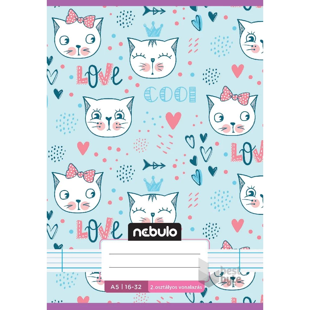 Nebulo Cuki minták A5 2. osztályos 16-32 tűzött vonalas füzet