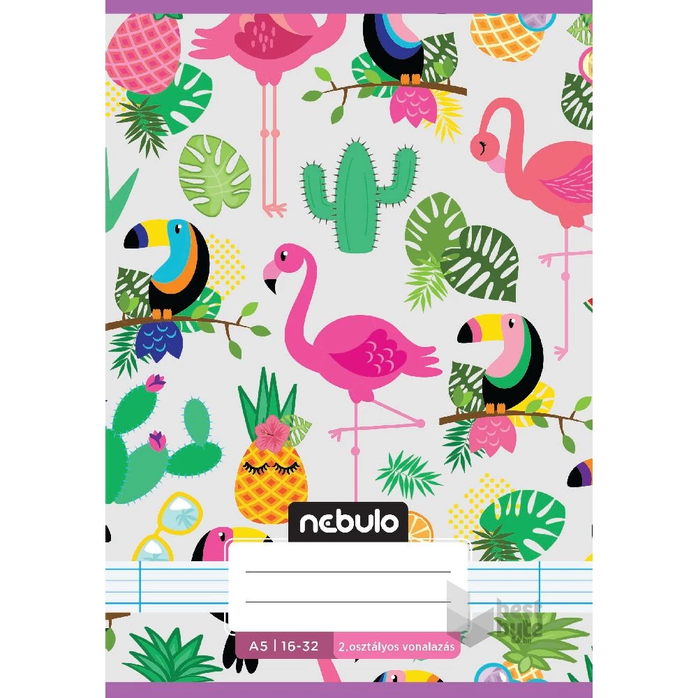 Nebulo Cuki minták A5 2. osztályos 16-32 tűzött vonalas füzet