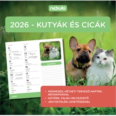 Nebulo Kutya-Cicák 2026 2 heti mágneses naptár