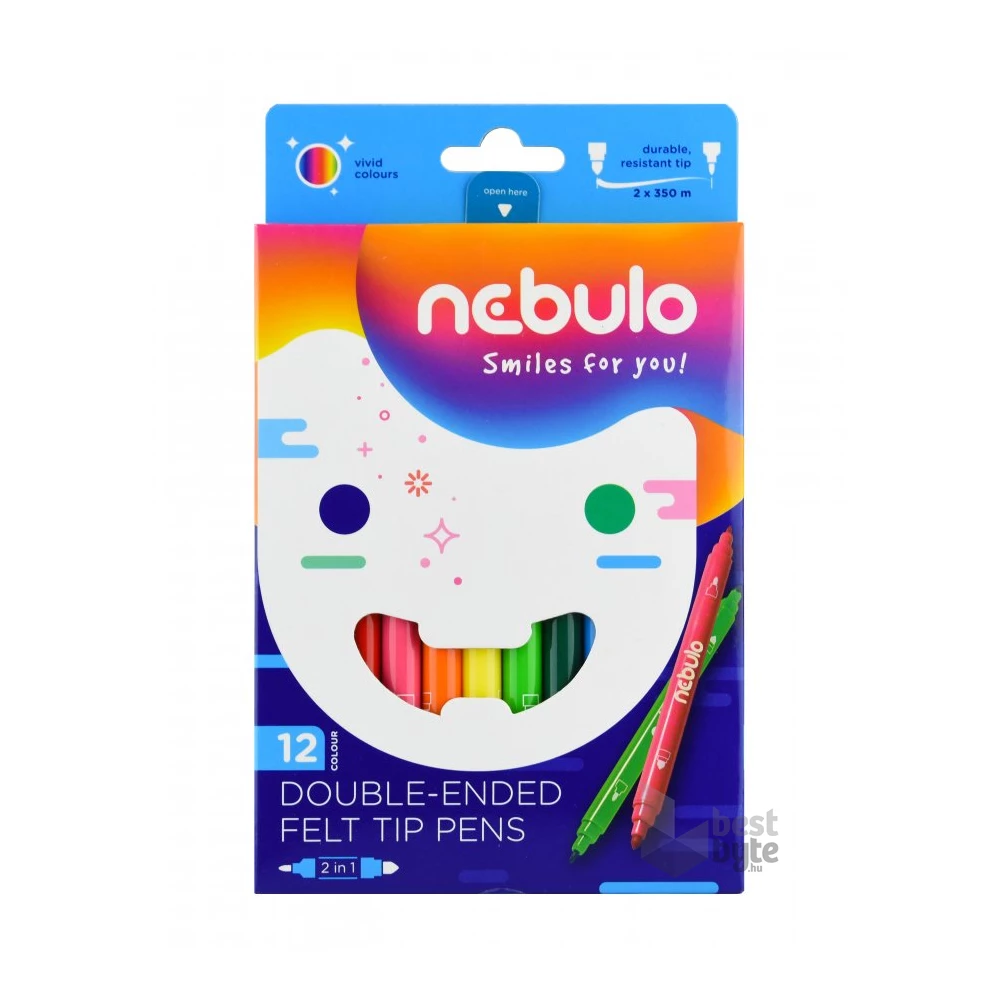 Nebulo kétvégű 12db-os vegyes színű filctoll készlet