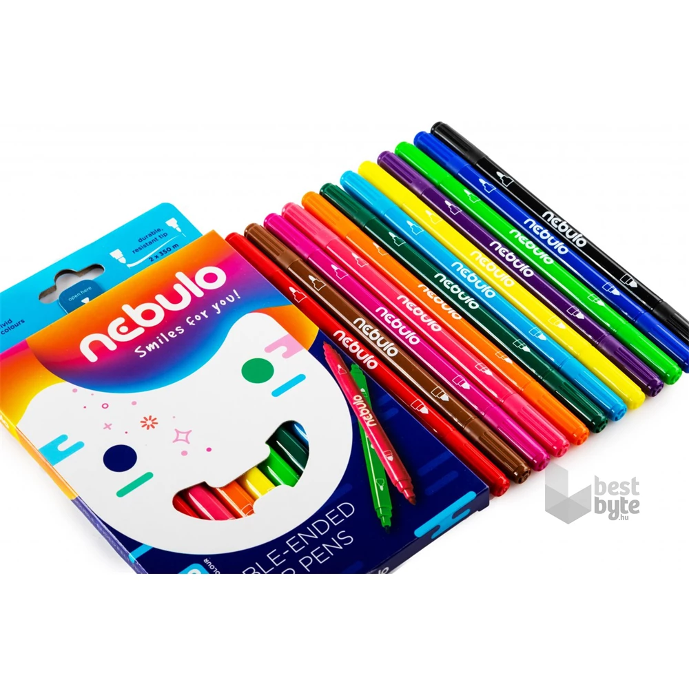 Nebulo kétvégű 12db-os vegyes színű filctoll készlet