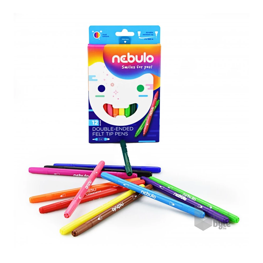 Nebulo kétvégű 12db-os vegyes színű filctoll készlet