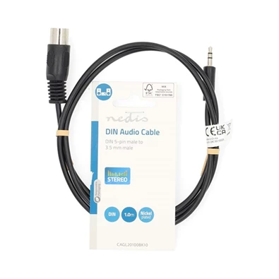 Nedis CAGL20100BK10 1m 5p DIN dugó - 3,5mm sztereo jack dugó audió kábel