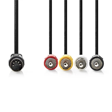 Nedis CAGL20400BK10 0,20m DIN 5 tűs dugó - 4x RCA dugó DIN audio kábel