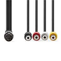 Nedis CAGL20450BK02 0,20m DIN 5 tűs dugó - 4x RCA aljzat DIN audio kábel