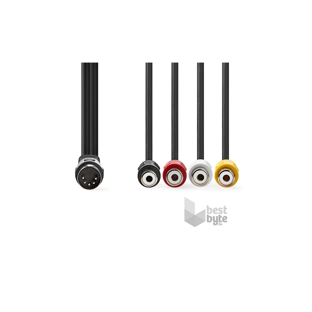 Nedis CAGL20450BK02 0,20m DIN 5 tűs dugó - 4x RCA aljzat DIN audio kábel