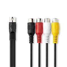 Nedis CAGL20450BK02 0,20m DIN 5 tűs dugó - 4x RCA aljzat DIN audio kábel