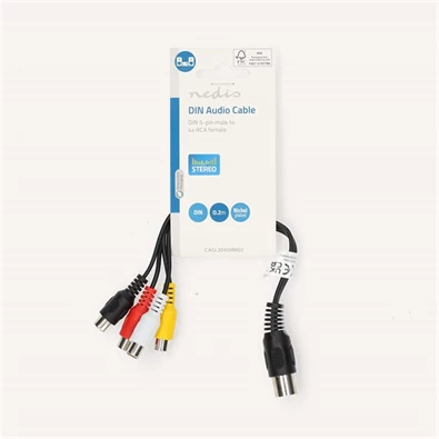 Nedis CAGL20450BK02 0,20m DIN 5 tűs dugó - 4x RCA aljzat DIN audio kábel
