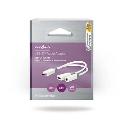 Nedis CCBW64922WT01 60W USB-C dugó - USB-C aljzat/3,5 mm sztereo jack aljzat átalakító