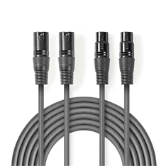 Nedis COTH15030GY15 1,5m 2 x XLR 3p dugó - 2 x XLR 3p aljzat rugalmas félprofi XLR audio kábel Nedis COTH15030GY15 1,5m 2 x XLR 3p dugó - 2 x XLR 3p aljzat rugalmas félprofi XLR audio kábel